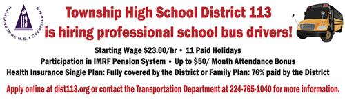 District 113 is hiring professional school bus drivers